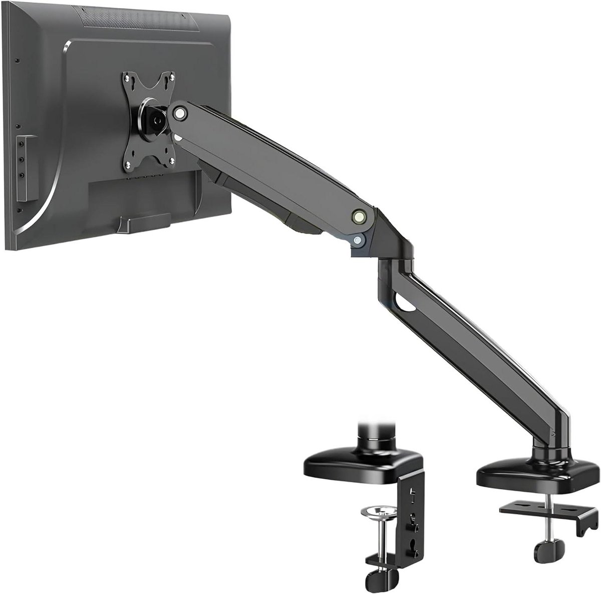Monitorarm Bureaubevestiging - Gasveerarm Monitor - Werkplek Optimalisatie - Volledige Bewegingsvrijheid - 13-27 Inch - Zwart