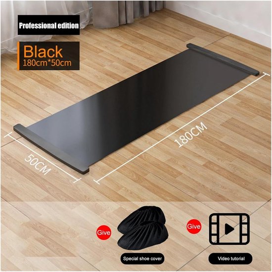 Yogamat Schuifmat - Fitness Board - Indoor Training - Strakke Vloer Grip - 200cm Lengte - Zwart van Yogamat — afbeelding 2