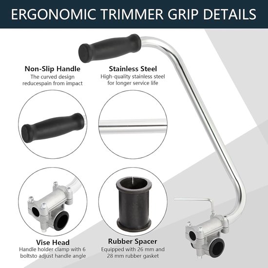 Trimmer Handvat Verlengstuk - Grasmaaier Accessoire - Rechtop Werken - Universele Pasvorm - 38 cm Lengte - Zilver — afbeelding 4