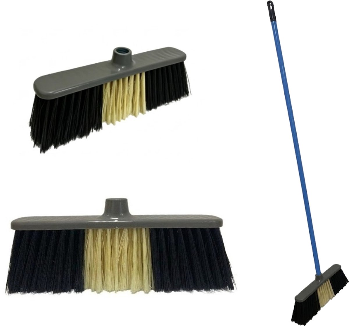 Clean Bezem met Steel - 132x28 cm - Binnenbezem - Voor Parket & Laminaat - Kamerveger - Zaalveger - Zachte Bezem - Straatbezem - Binnen Bezem - Groen/Geel - Ergonomische Huishoudbezem - Krasvrije Veger voor Gladde Vloeren - Fijnhaar Zachte Borstel