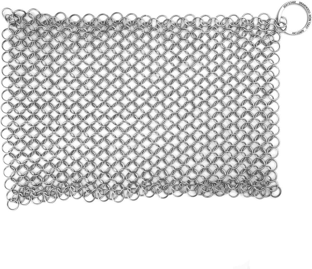 Gietijzer Reiniger - Schuurspons Ketting - Keukengerei Schoonmaken - Krasvrije Reiniging - 20x165cm - Roestvrij Staal