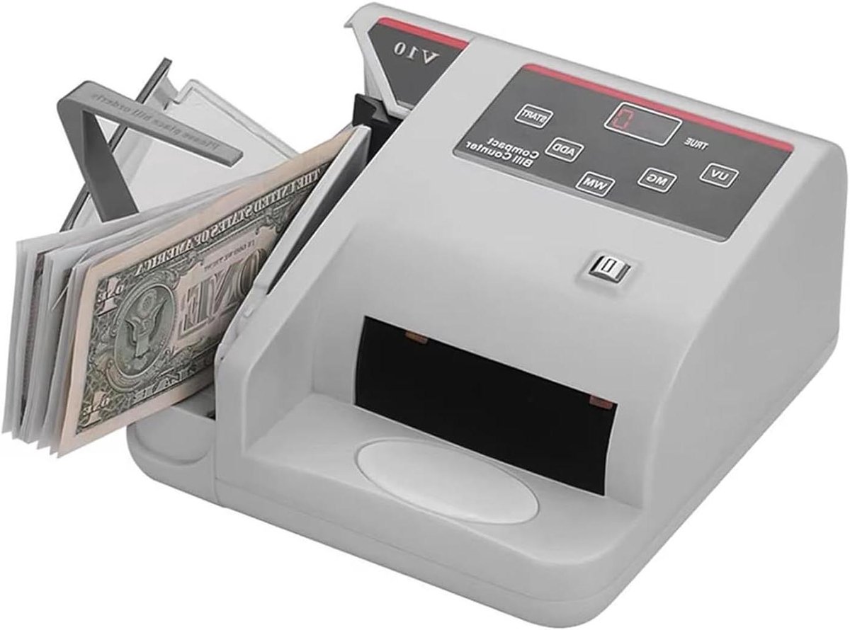 Bankbiljettenteller - Geldteller - Snel Geld Tellen - Valsgelddetectie - 600 Biljetten/Min - Grijs