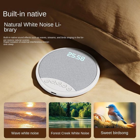 Slaapkussen Luidspreker - Onderkussen speaker - Rustige Slaap - White Noise Functie - 20 x 100 mm - Grijs — afbeelding 2