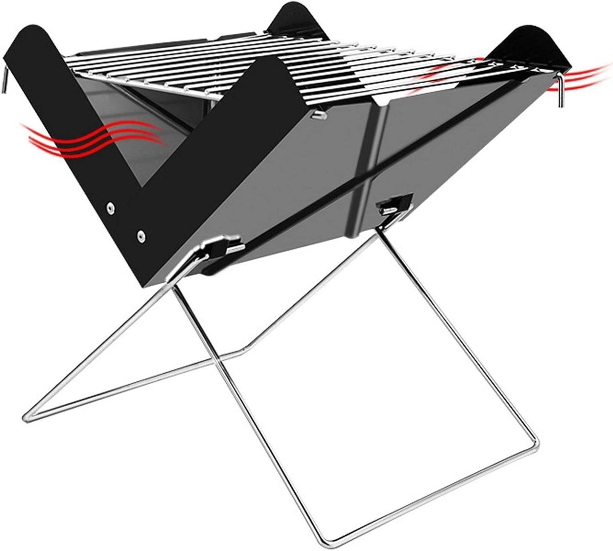 Houtskool BBQ Grill - Draagbare Oven - Buiten Koken - Inklapbaar Ontwerp - 30x30x26.5cm - Zwart
