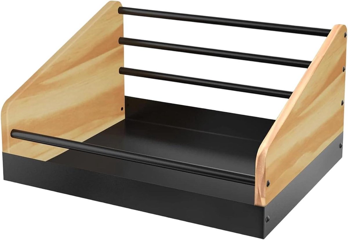 Platenhouder - LP Rek - Muziek Opslag - Antislip Stabiliteit - 41 x 31 x 5 cm - Houtkleur