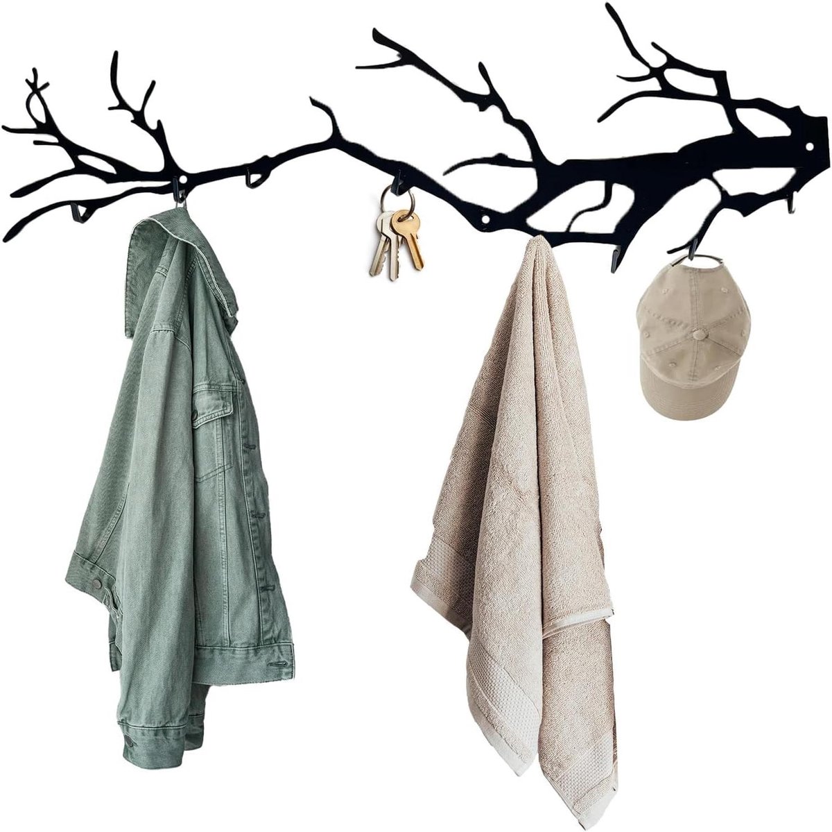 Wandkapstok Haken - Kledinghanger Muur - Ruimte Ordenen - Takken Design - 61 cm - Zwart