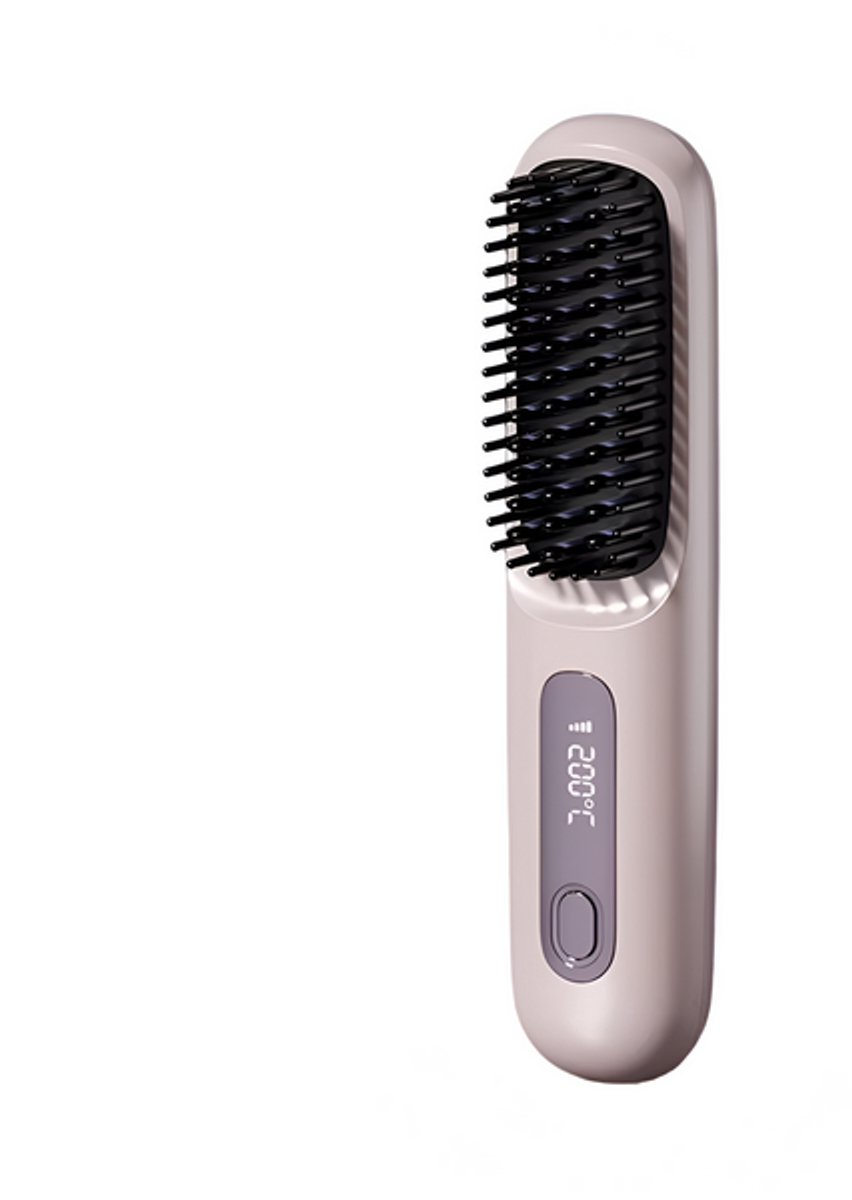 Stijlkam - Stijlborstels - Warmte borstel - Straight Brush -Voor Haar - Keramisch - Stijlkam - Warmte Borstel - Krullen - Ionen Technologie - Tpye-c Oplaadbaar - 20x4.5cm - Paars