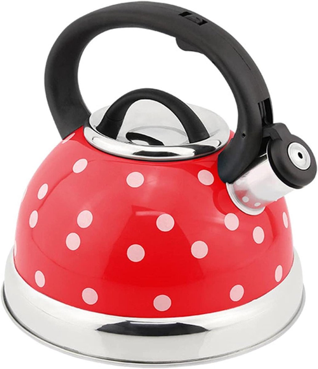 Fluitketel Set - Waterketel RVS - Water Koken - Grote Capaciteit - 3 Liter - Rood