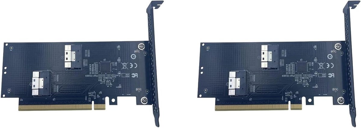 Adapterkaart Uitbreiding - PCIe SlimSAS - Componenten Koppelen - Dubbele Poort - 2 Stuks - Zwart