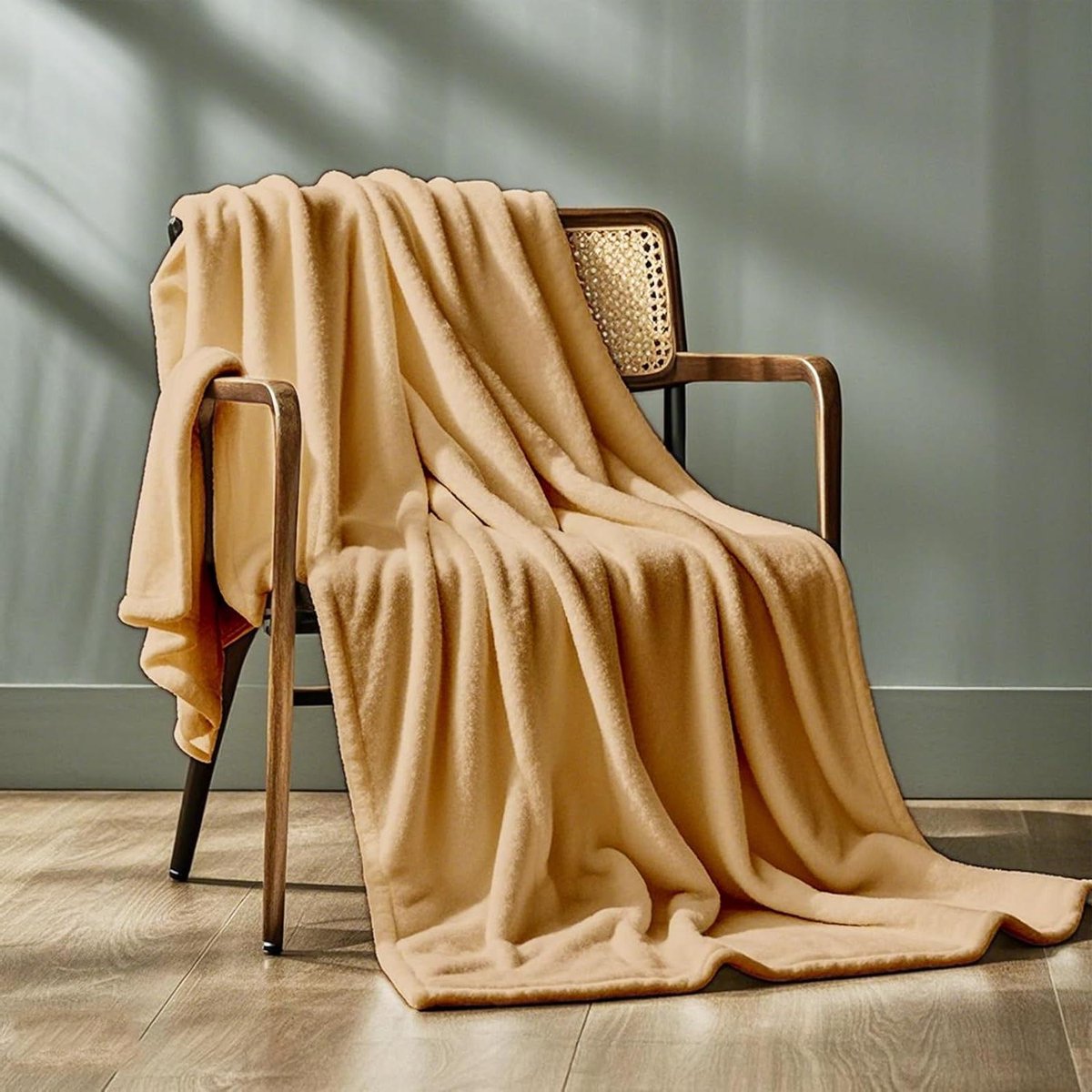 Zachte Plaid - Comfortabele deken - Ontspannen thuis - Dubbelzijdig materiaal - 140x150 cm - Khaki