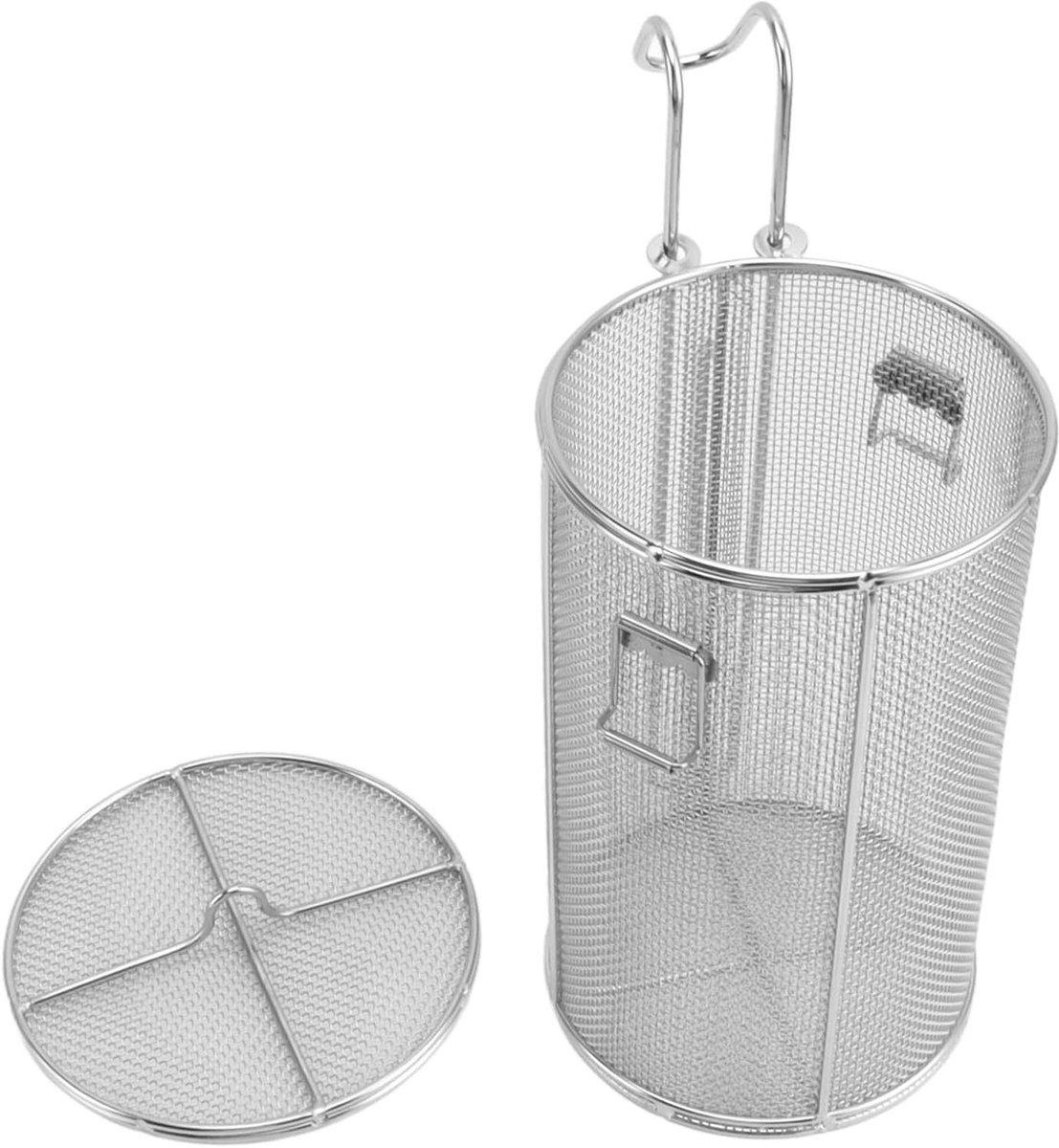 Kruidenzeef - Specerijenmand - Soepen Koken - Verstelbare Handgreep - 28x16x15 cm - Zilver