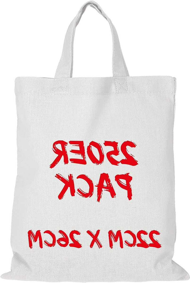 Katoenen Tas - Jute Tas - Boodschappen Doen - Oeko-Tex Gecertificeerd - 22 x 26 cm - Wit