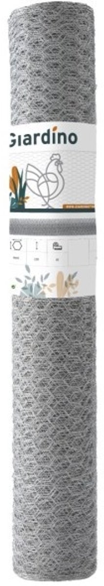 Giardino Zeskant gaas verzinkt 25 mm | 0,8 mm | 0,75 m x 50 m | kippengaas voor ren en tuin