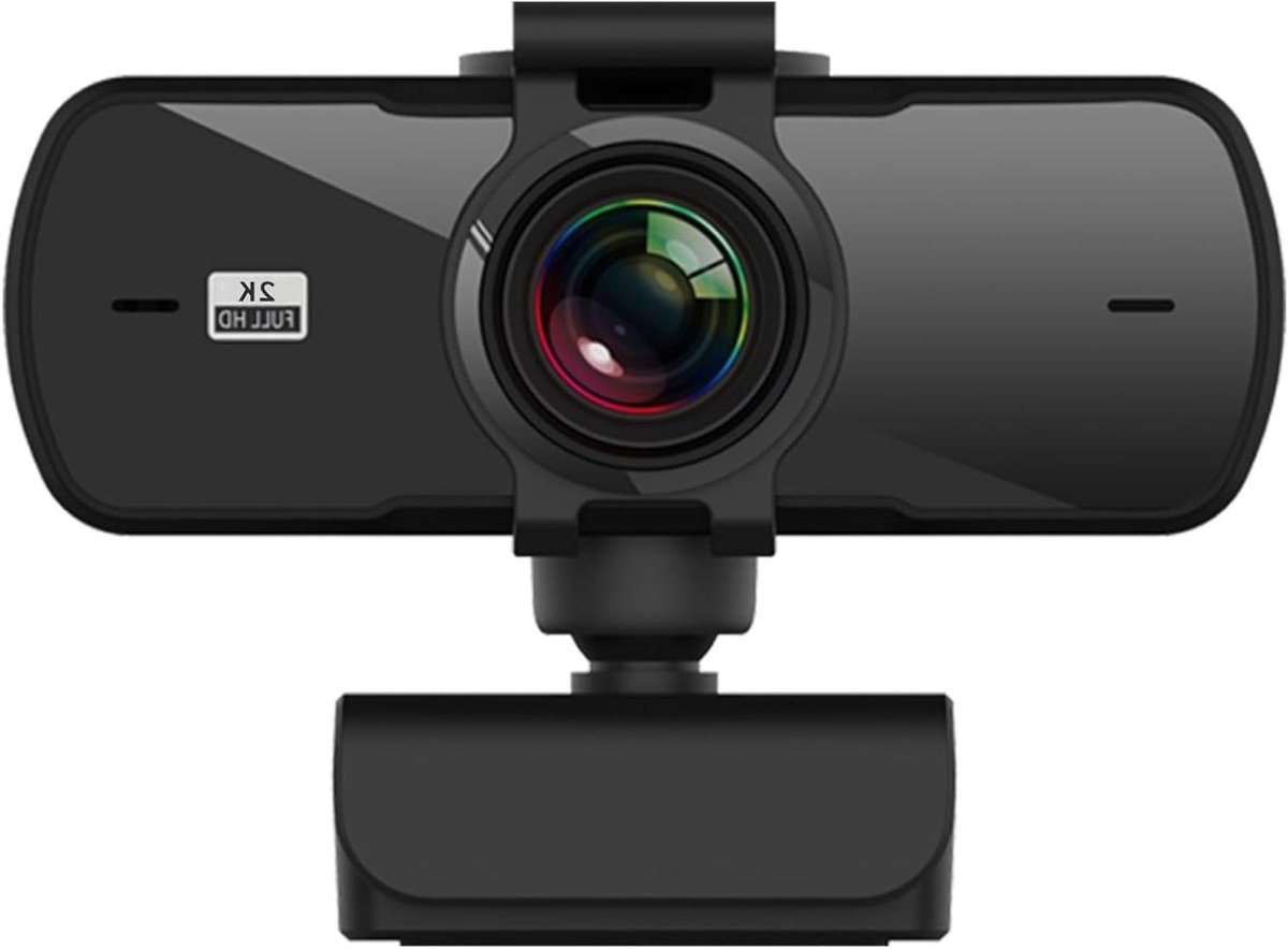 Webcamera - Full HD camera - Videogesprekken voeren - Automatische focus - 2K resolutie - Zwart