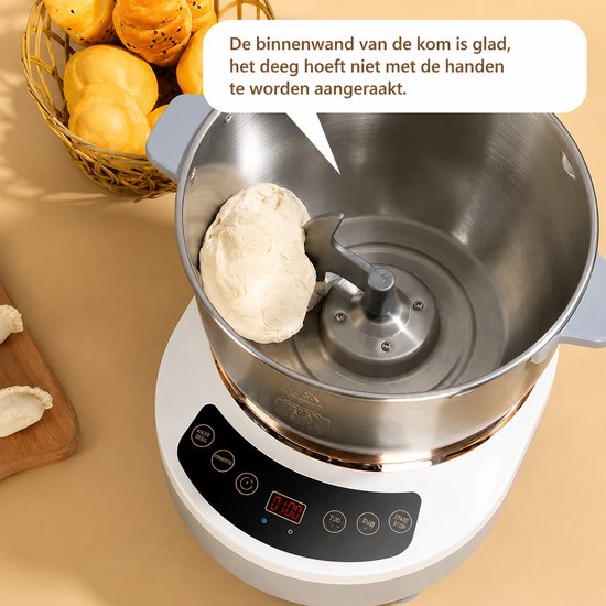 Rolu Deegmachine - Kneedmachine - Deegmixer - 7 Liter - Fermentatiefunctie - Temperatuurregeling - Timer - RVS van Rolu — afbeelding 4