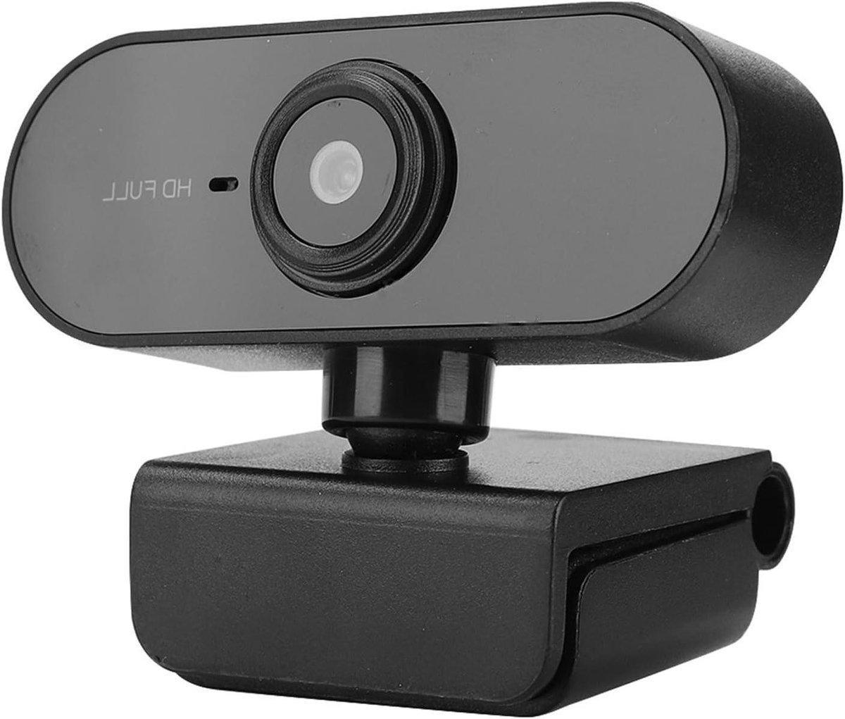 Computercamera - Webcam HD - Online lessen - 360 graden rotatie - 1080P - Zwart