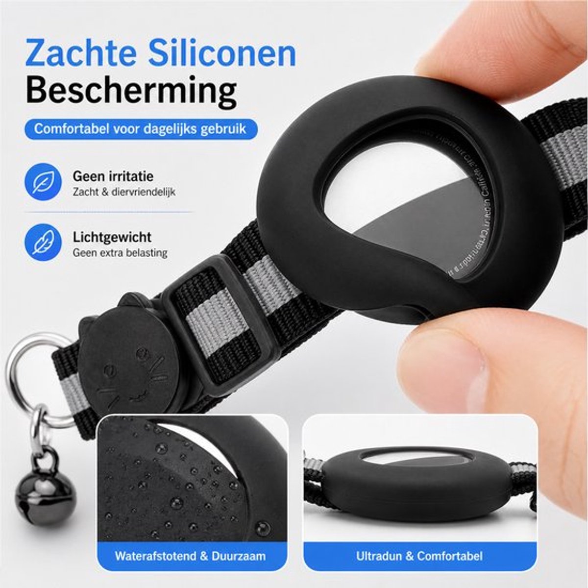 Kattenhalsband inclusief Tag - Max. 32cm Omtrek- Kat tracker voor Apple - GPS Tracker Kat zonder abonnement - Verstelbare Kattenhalsband voor Kat & puppy & kleine honden - Met geluidssignaal - Zwart thumbnail 7