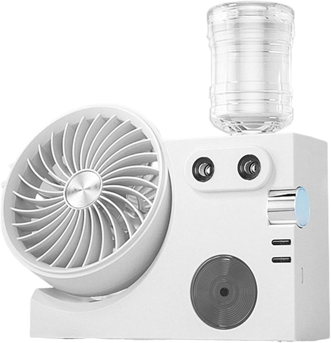 Vernevelingsventilator - Mist ventilator - Persoonlijke verkoeling - Dubbele nozzle - 23 cm hoog - Wit