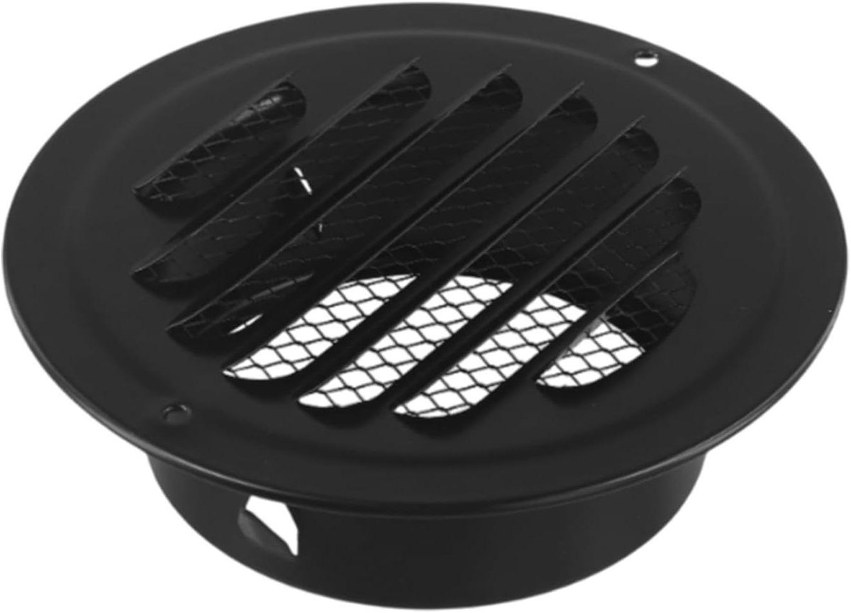 Rond Ventilatie Rooster Zwart RVS - Geschikt voor Afzuigkap en Buitenmuur - 100 mm