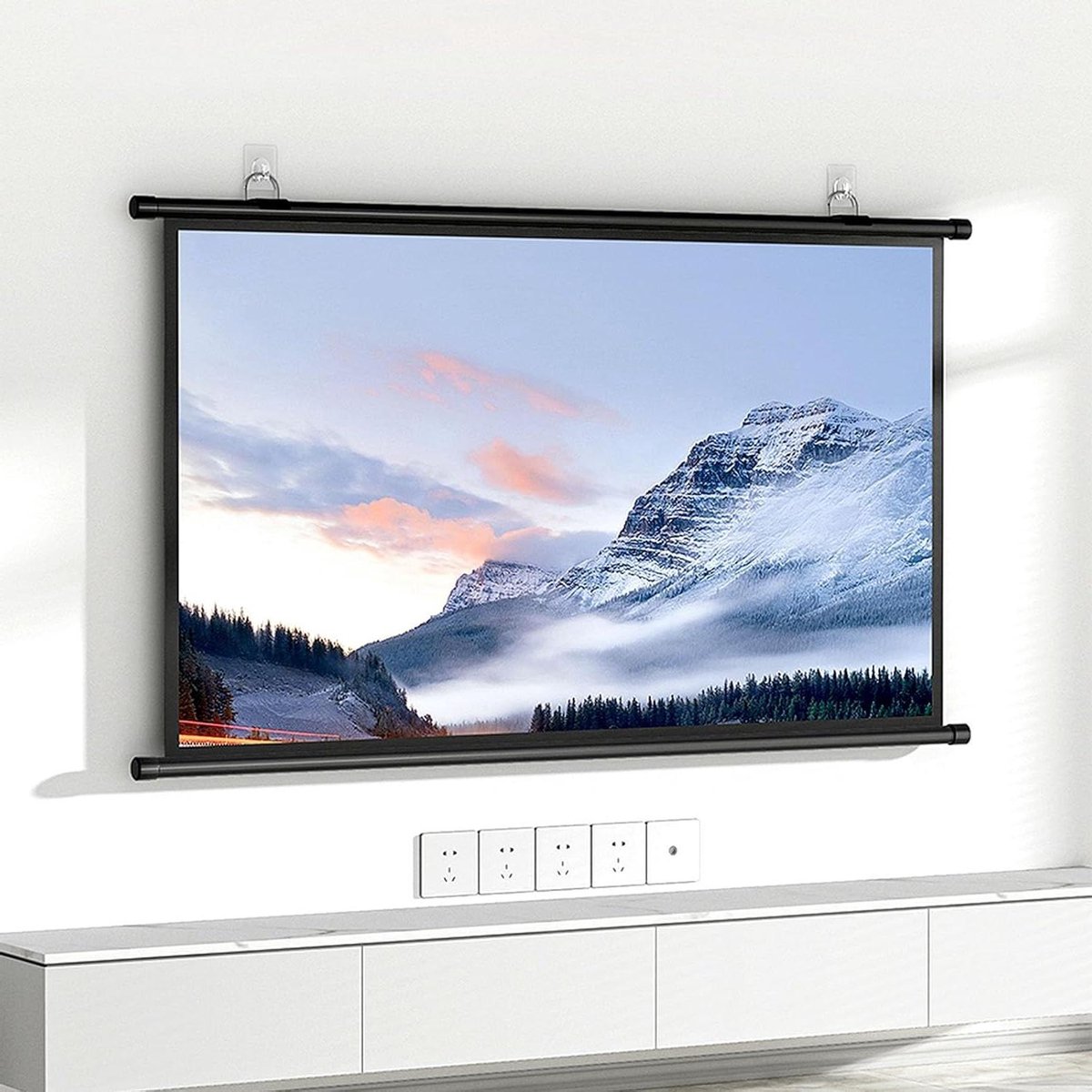 Projectiescherm - Draagbaar scherm - Thuisbioscoop presentatie - Zelfklevende haken - 89x134cm - Grijs
