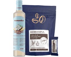 Herbamina Koffie met Inuline & Bromelaïne - 30 Sachets (90 g) + Momordica Coconut Mix 1 fles van 250 ml