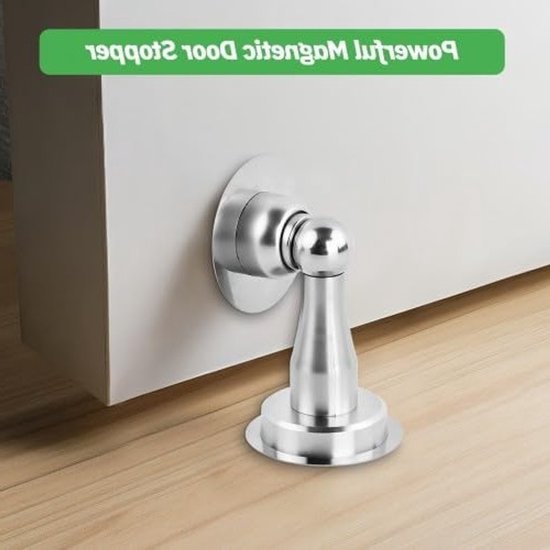 Stainless Steel Magnetische Deurstopper - Zelfklevend, Sterke Magneten, Eenvoudige Installatie zonder Boren, Inclusief Dubbelzijdige Tape en Schroeven, Zwart — afbeelding 5
