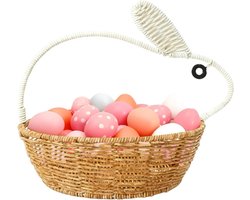 Rotan Mand Konijn - Opbergmand Gevlochten - Snack Organisatie - Charmant Decoratief Design - 25x25x9 cm - Geel