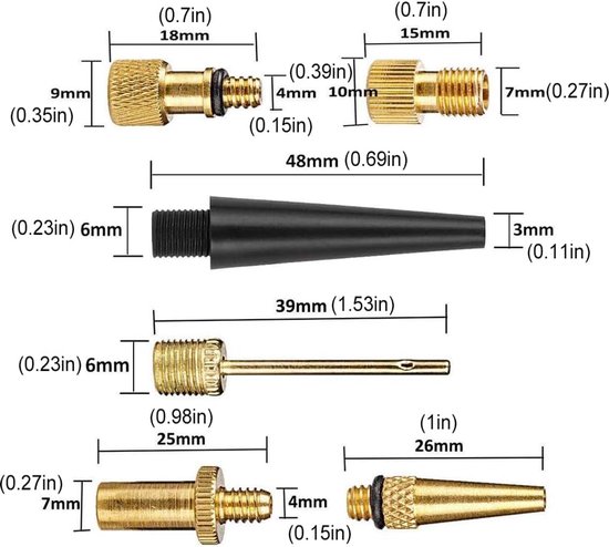 Fiets Pomp Adapter Set - Ventiel Opzetstukken - Banden Oppompen - Complete Assortiment - 10 Stuks - Meerkleurig — afbeelding 4