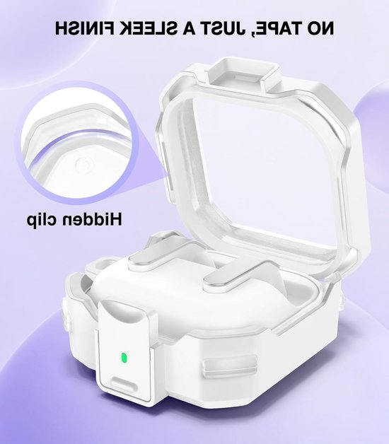 Duurzame en Schokbestendige Beschermhoes voor Samsung Galaxy Buds 4 Pro en Buds 4 met Schoonmaakpen en Haak, Transparant Wit, Volledige Bescherming voor Dames en Heren — afbeelding 5