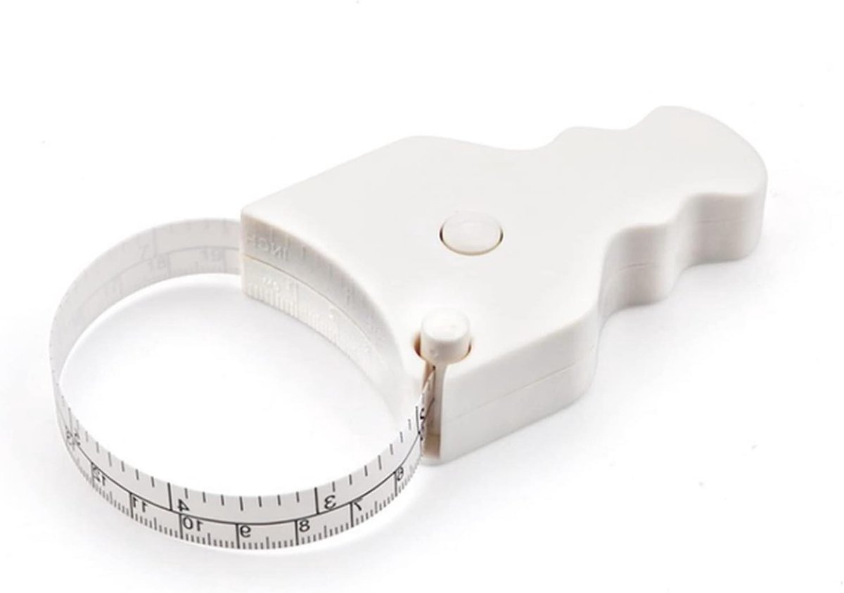 Rolmaat Meetlint - Lichaamsmeter - Kleding op maat - Intrekbaar met knop - 150 cm - Wit
