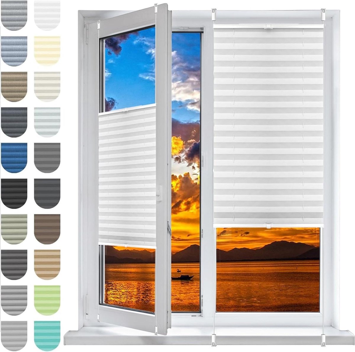Plissé Gordijn - Raambekleding - Zonwering en privacy - Geen boren montage - 30 x 55 cm - 