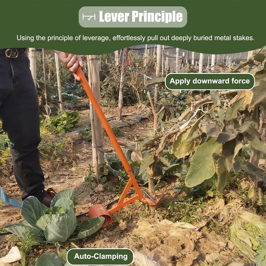 Paalverwijderaar - Wortel trekker - Stronken verwijderen - Hefboom mechanisme - 135 cm lengte - Metaal — afbeelding 2