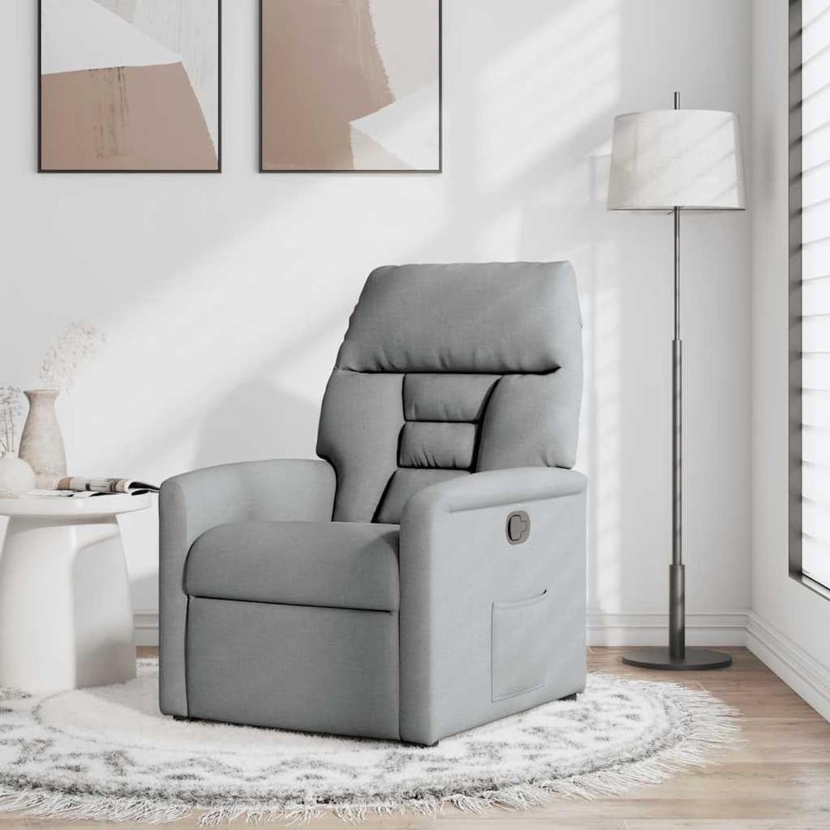 Relaxstoel Stof - Comfortabele Fauteuil - Ontspanning Thuis - Handmatige Ligfunctie - 72x90x99 cm - Lichtgrijs