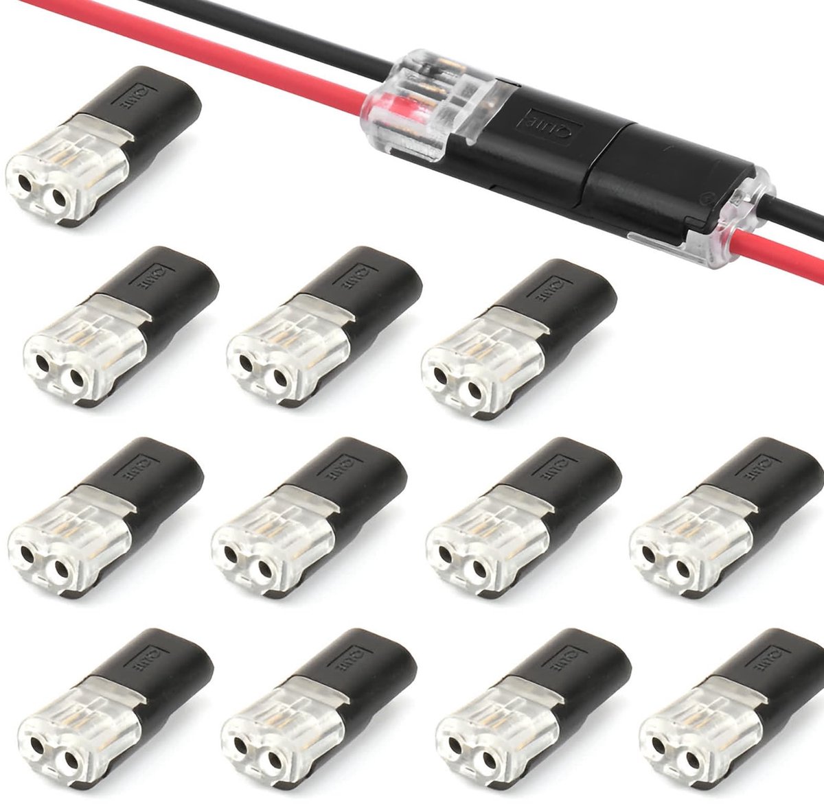 Dailygoods - Dailygoody - Pack van 12 Waterdichte 2-Pin Kabelconnectoren voor 18-22 AWG Kabels