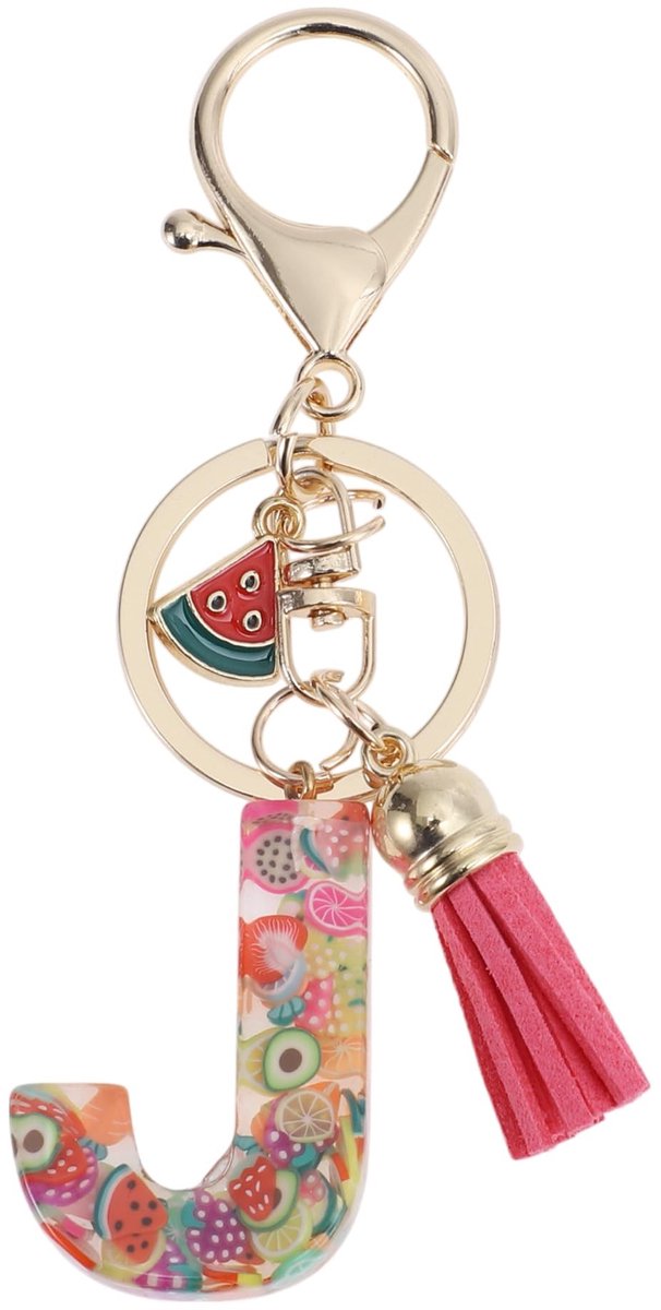 Dailygoods - Sleutelhanger met Letter J en Fruitsleutelhanger voor Vrouwen