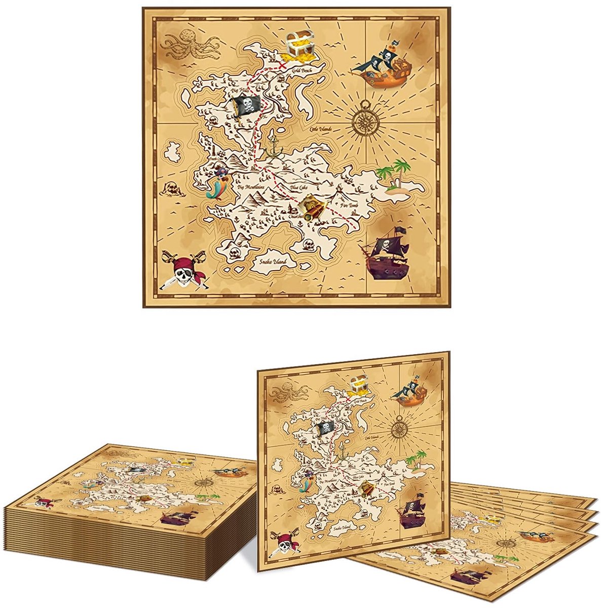 Dailygoods - 20 Stuks Piraten Verjaardagsdecoratie Servetten voor Feesten