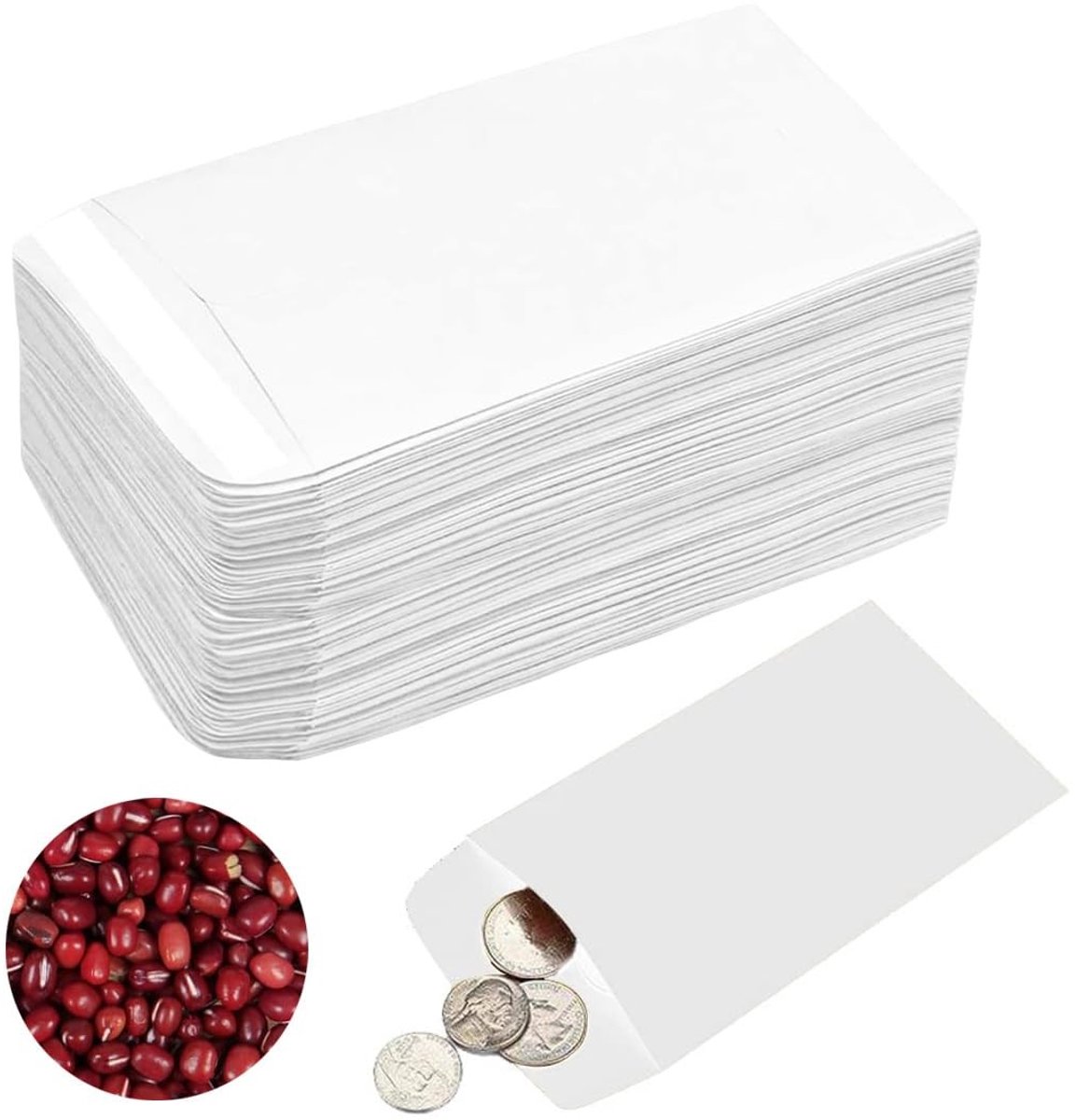 Dailygoods - Zelfklevende Papieren Hoesjes - Mini-Envelopjes - Hoogwaardig Papier - Wit - Ideaal voor Zaden - 100 Stuks - Perfect voor Tuinliefhebbers