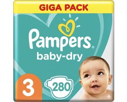 Pampers Baby-Dry Maat 3 - 280 Luiers - 6-10kg - Voordeelverpakking