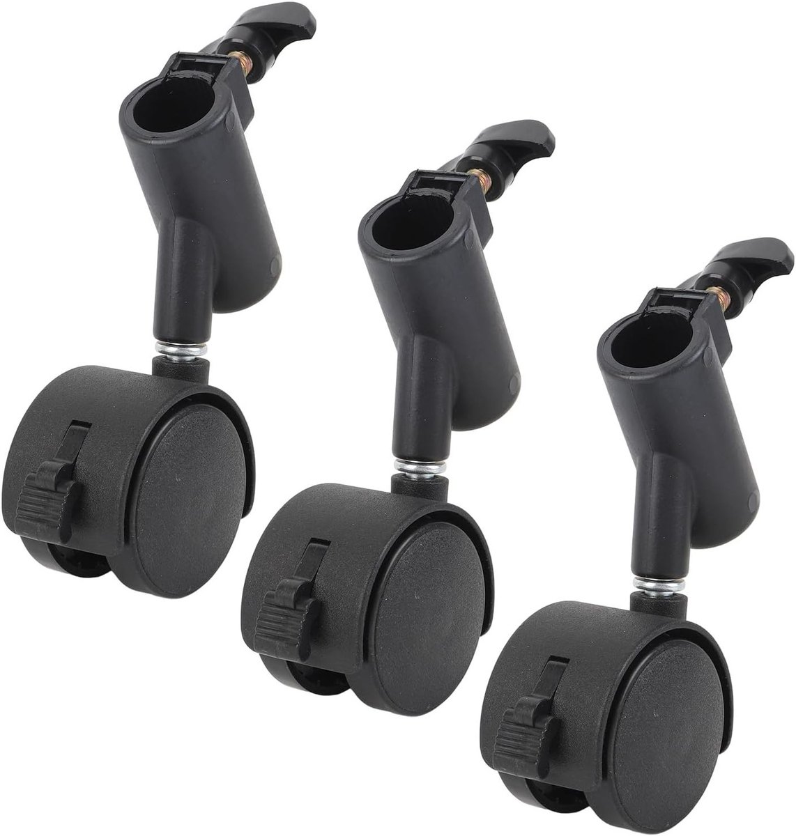 Draaibare stille lichtstandwielen, 3 stuks tripod casters met rem, eenvoudig te installeren voor studio's, tafels en kasten, duurzaam PP-materiaal