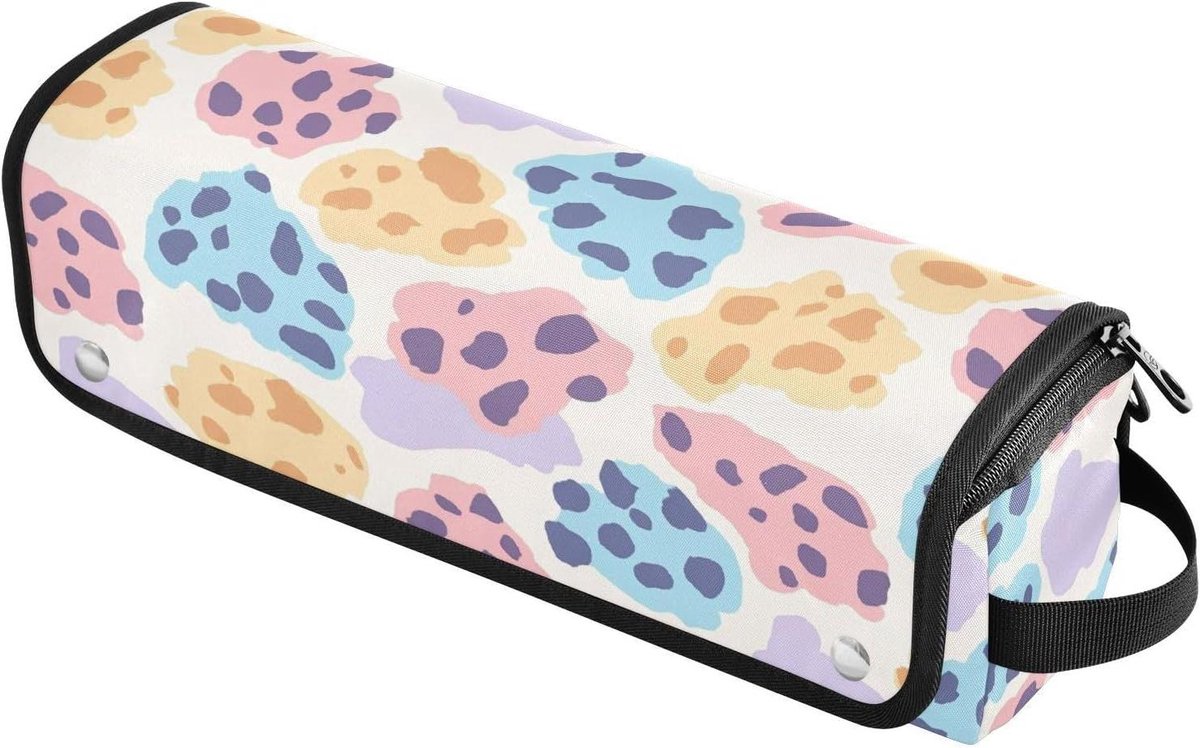 Krultang Koffer - Hittebestendige Mat - Reizen Haarstyling - 2-in-1 Ontwerp - 37x10x10 cm - Luipaard Print