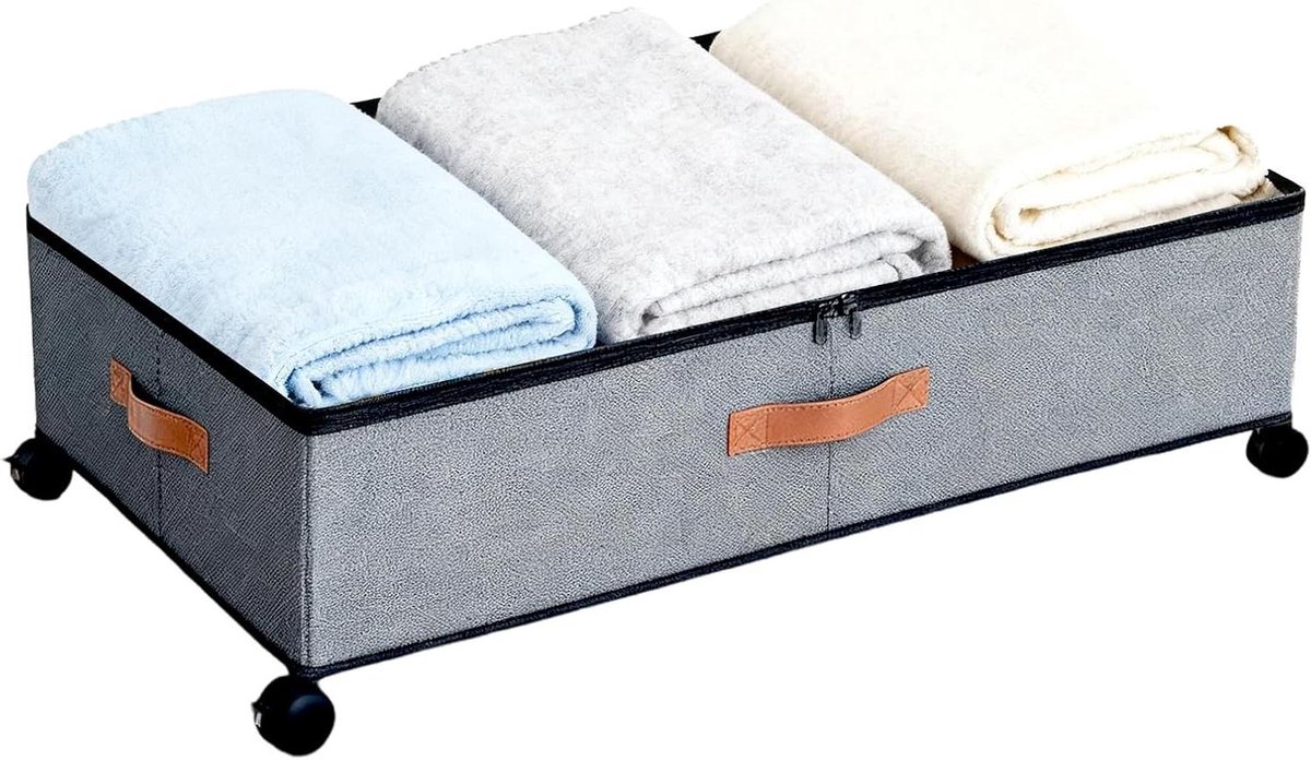 Opbergdoos onder bed - Container met wielen - Ruimte organiseren - Stabiel stalen frame