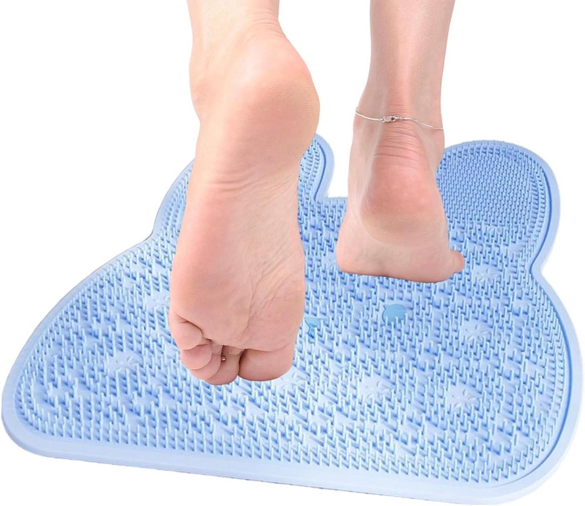 Voetenschrubber Douche - Douchemat Borstel - Hygiënische Voetverzorging - Antislip Zuignap - 30x35 cm - Grijs