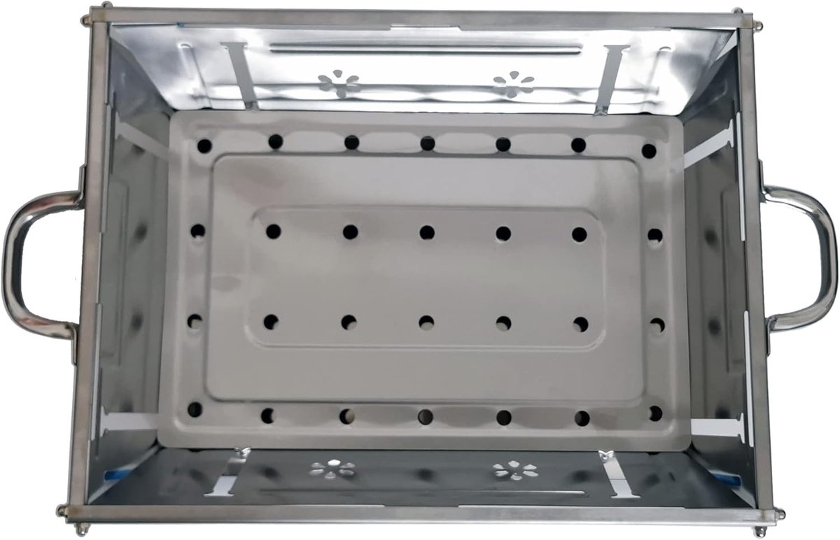 Draagbare BBQ - Vouwend Grill - Kamperen Buiten - Roestvrij Staal - 28x38 cm - Zilver