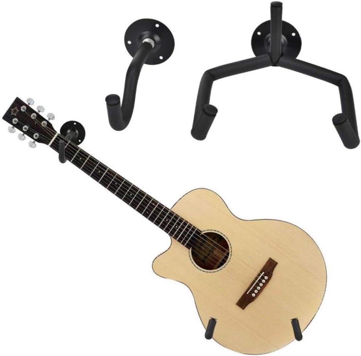 Gitaar Hanger - Instrumentenrek - Muurdecoratie - Verstelbare Hoek - Universele Maat - Zwart