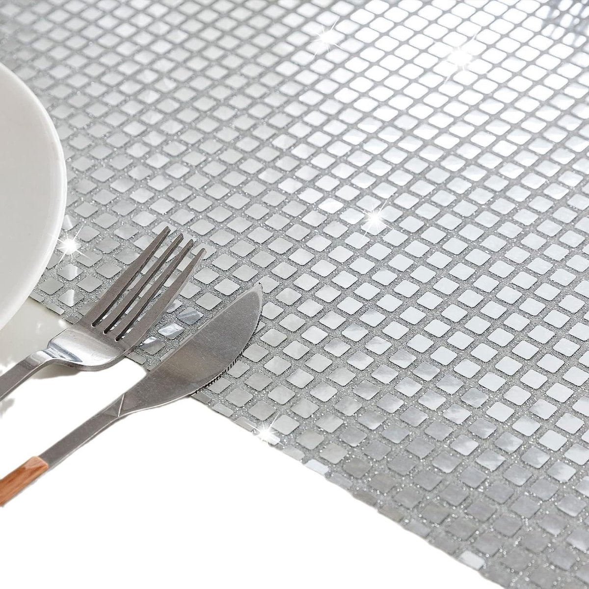 Dailygoods - Set van 8 Disco Pailletten Placemat in Zilver