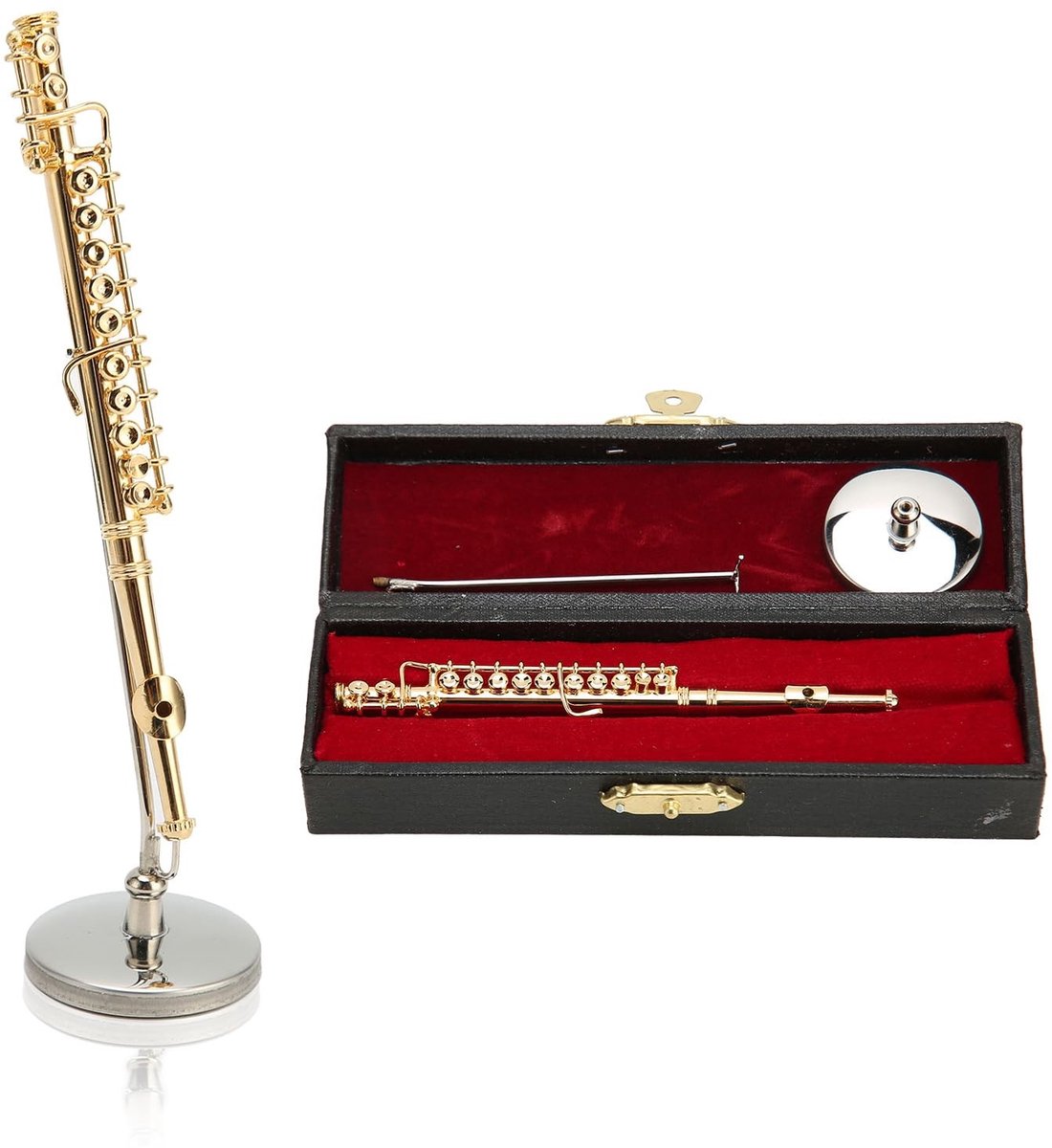 Dailygoods - Miniatuurfluit Model van Koper met Standaard en Koffer