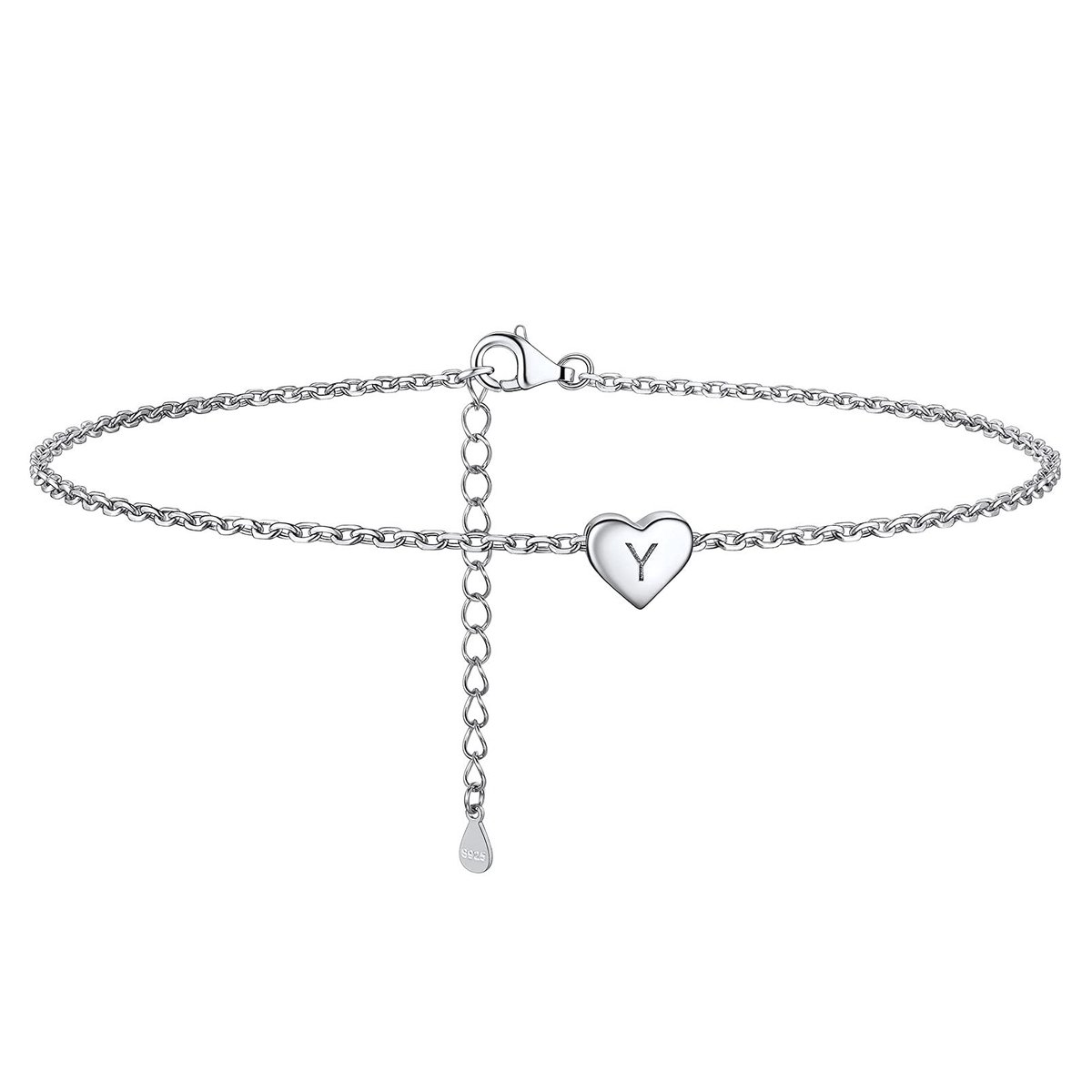Dailygoods - Verstelbare Zilveren Enkelband met Initiaal voor Vrouwen