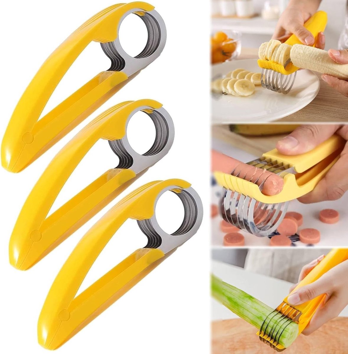 Dailygoods - Set van 3 Roestvrijstalen Bananensnijder