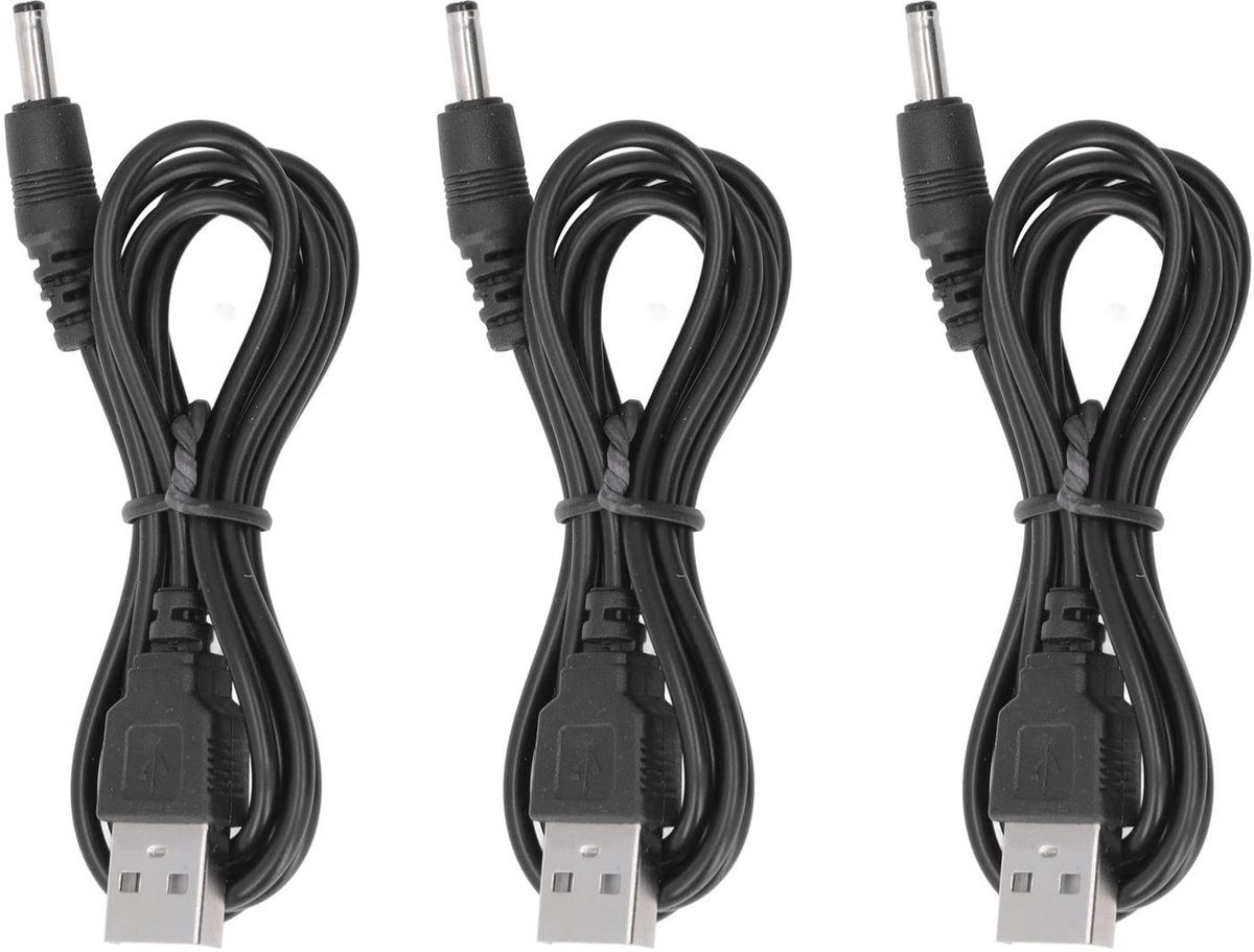 Dailygoods - 3 Stuks USB Netsnoer met Dubbele PVC Isolatie
