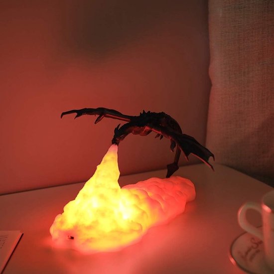 3D-Gedrukte Draak Nachtlamp - USB-Opladelbare LED Maanlamp, Touchbediening Kleurverandering, Eco-Vriendelijk Materiaal van Merkloos — afbeelding 4